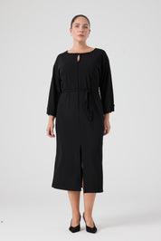 İşleme Deteylıı Rahat Elbise Siyah