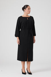 İşleme Deteylıı Rahat Elbise Siyah