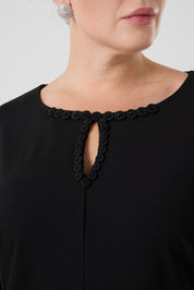 İşleme Deteylıı Rahat Elbise Siyah