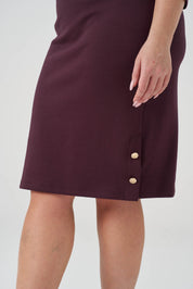 Süs Düğmeli Örme Elbise Bordo