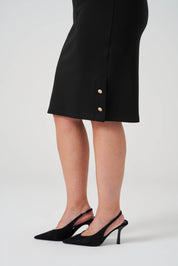 Süs Düğmeli Örme Elbise Siyah