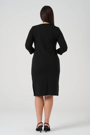 Süs Düğmeli Örme Elbise Siyah