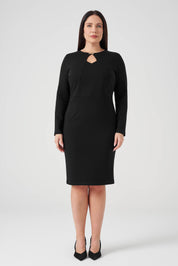 Yakası Pencere Detaylı Elbise Siyah