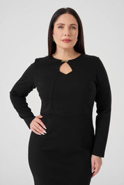 Yakası Pencere Detaylı Elbise Siyah