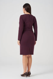 Yakası Pencere Detaylı Elbise Bordo