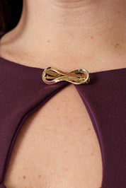 Yakası Pencere Detaylı Elbise Bordo