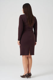 Yakası Pencere Detaylı Elbise Kahve