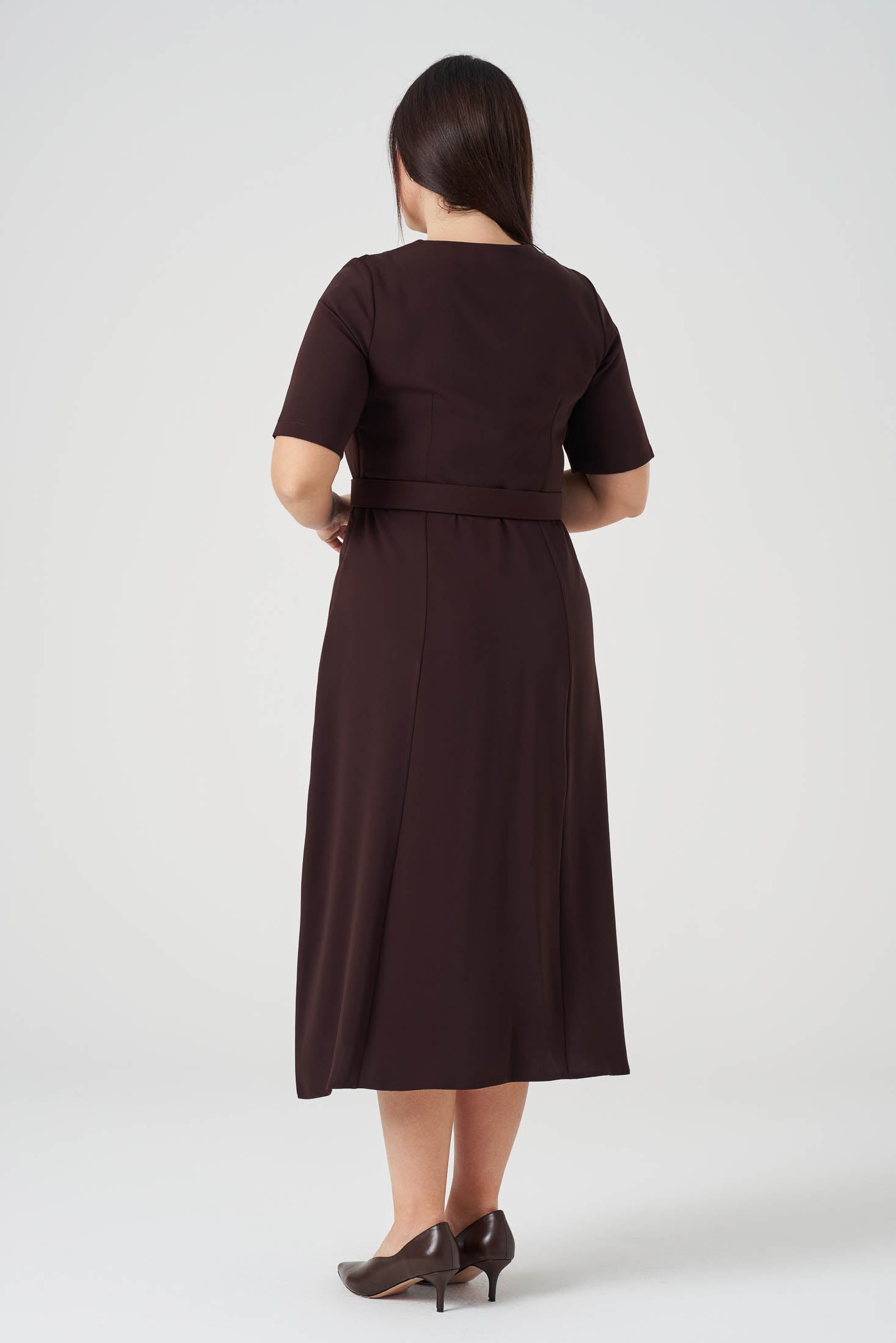 Piliseli Fermuarlı Elbise Kahve