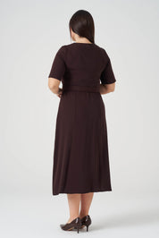 Piliseli Fermuarlı Elbise Kahve