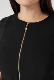 Piliseli Fermuarlı Elbise Siyah