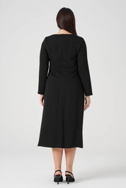 Yandan Bağlamalı Pilise Detaylı Elbise Siyah