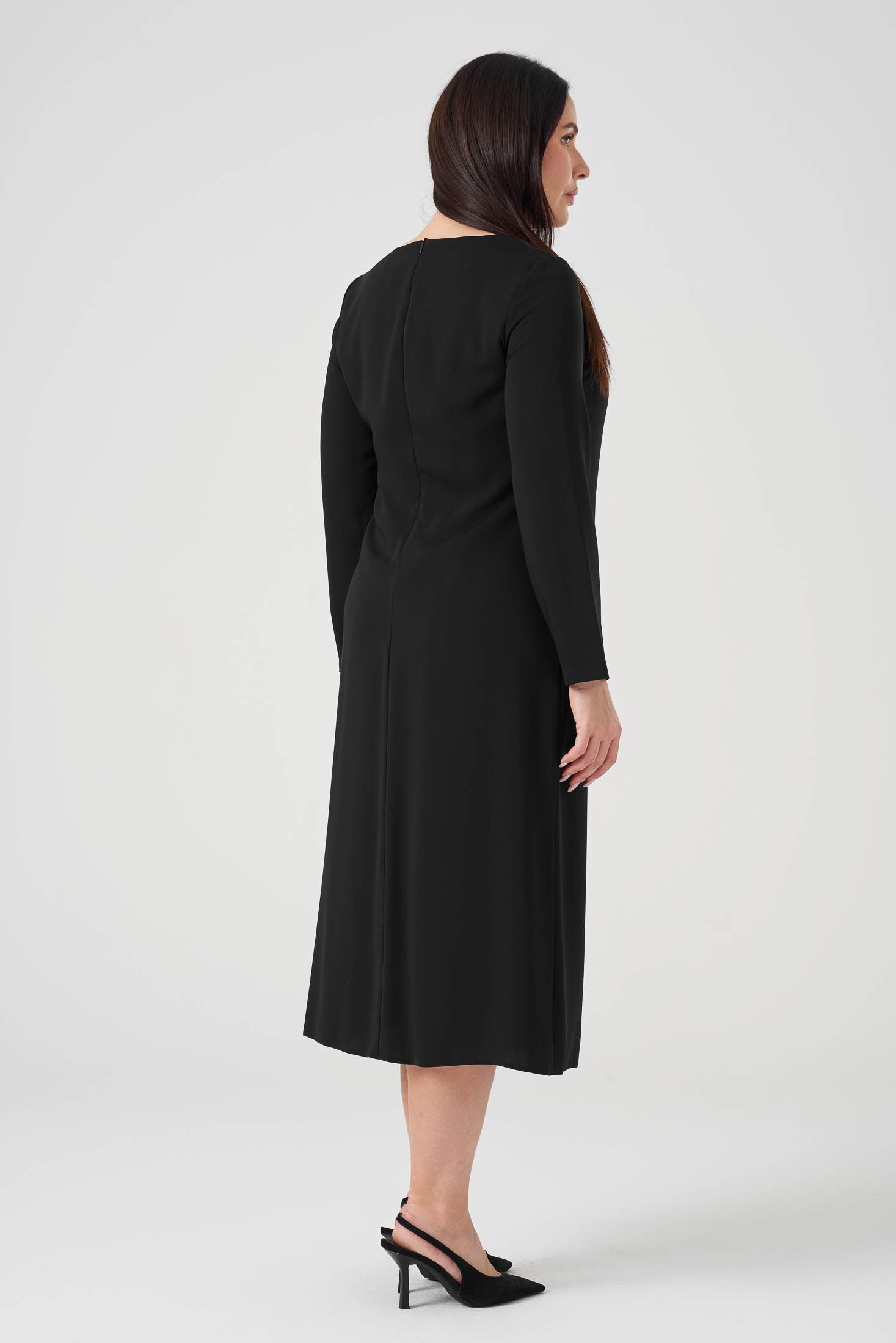 Yandan Bağlamalı Pilise Detaylı Elbise Siyah