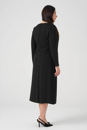 Yandan Bağlamalı Pilise Detaylı Elbise Siyah