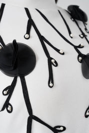 Nakış ve İşleme Detaylı Elbise Ekru