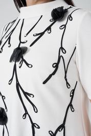 Nakış ve İşleme Detaylı Elbise Ekru