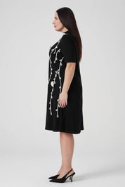 Nakış ve İşleme Detaylı Elbise Siyah