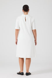 Nakışlı Örme Elbise Ekru