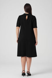 Nakışlı Örme Elbise Siyah