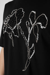 Nakışlı Örme Elbise Siyah