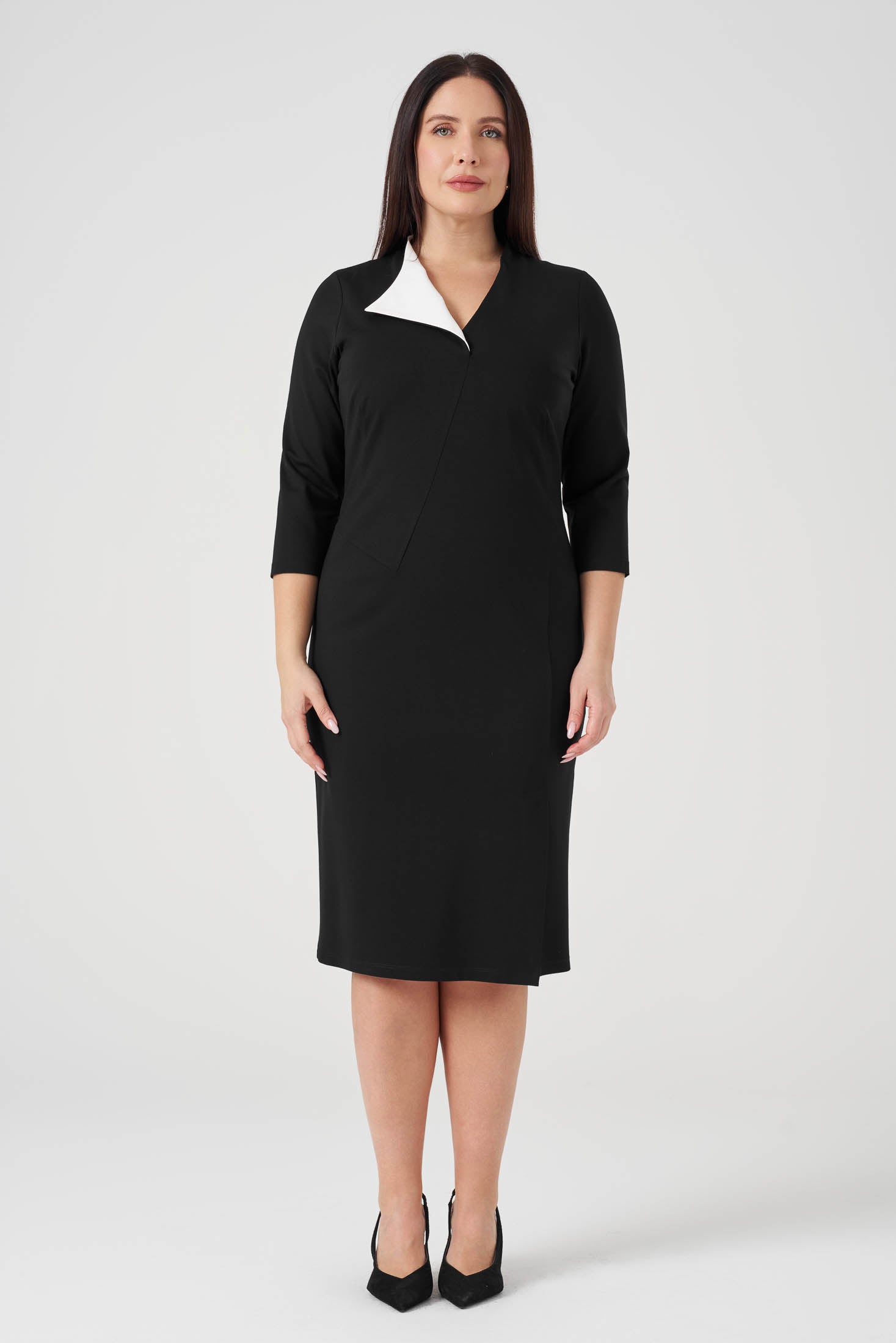 Ekru Garnili Fit Elbise Siyah