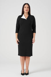 Ekru Garnili Fit Elbise Siyah