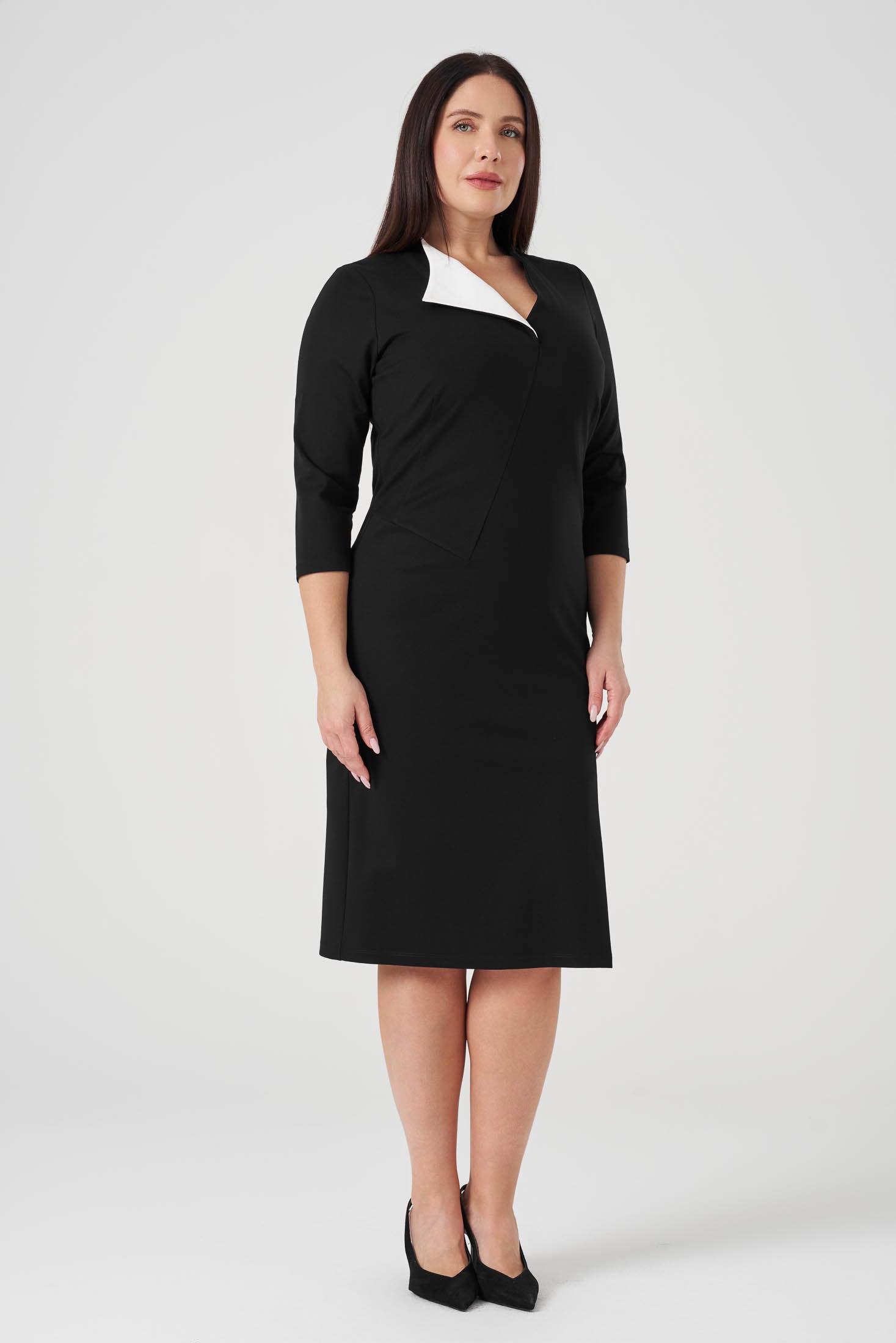 Ekru Garnili Fit Elbise Siyah