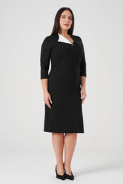 Ekru Garnili Fit Elbise Siyah