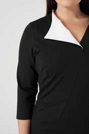 Ekru Garnili Fit Elbise Siyah