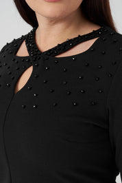 Yaka Detaylı işlemeli Elbise Siyah