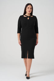 Yaka Detaylı işlemeli Elbise Siyah