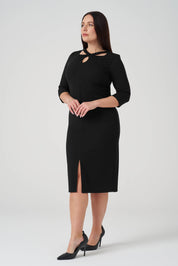 Yaka Detaylı işlemeli Elbise Siyah