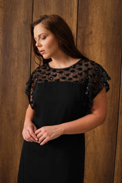 Payet Garnili A Form Elbise Siyah