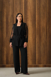 Kol Detaylı Üçlü Takım Siyah