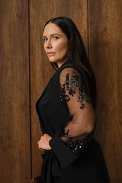 Kol Detaylı Üçlü Takım Siyah