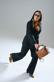 Biyeli Likralı Kot Pantolon Lacivert