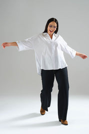 İşlemeli Poplin gömlek Beyaz