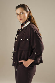 Cepli Bağcıklı Bomber Ceket Kahve