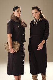 Büzgü Detaylı Elbise Kahve