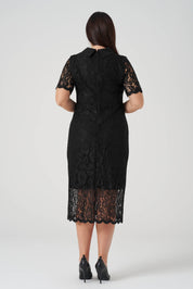 Düğme Detaylı Dantel Elbise Siyah
