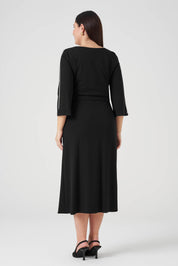 Yandan Bağlamalı Pilise Detaylı Elbise Siyah