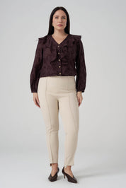 Paça Detaylı Pantolon Bej