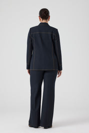 Likralı Kot Ceket Lacivert