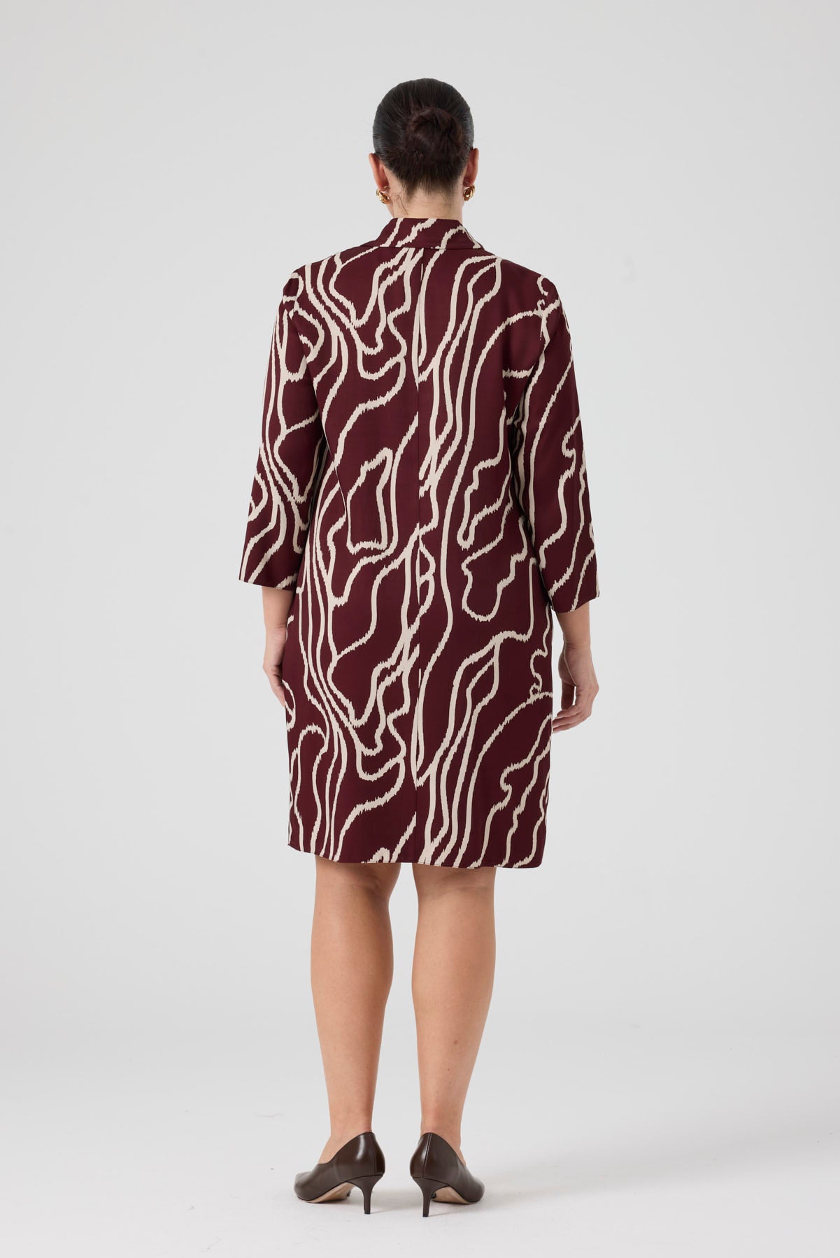 Desenli Rahat Elbise  Bordo